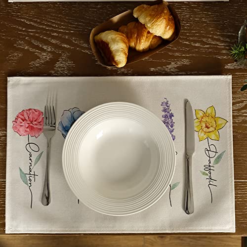 Geeory Flowers Spring Placemats 12X18 Inch Set Of 4 Daisy Violets Farmhouse Rustic Holiday Kitchen Dining Table Decoration For Indoor Outdoor Dinner Party Décor #TOP2