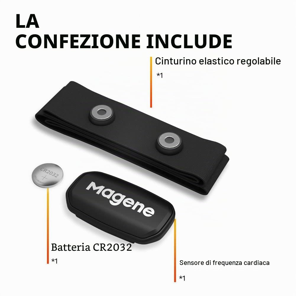 Magene H303 Heart Rate Monitor, Heart Rate Sensor Chest Strap, Protocol Ant+/Bluetooth, Compatibile con iOS/Android Apps