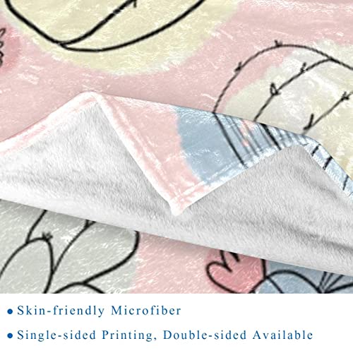 Couverture polaire microfibre cactus 150x200cm pour lit et canapé