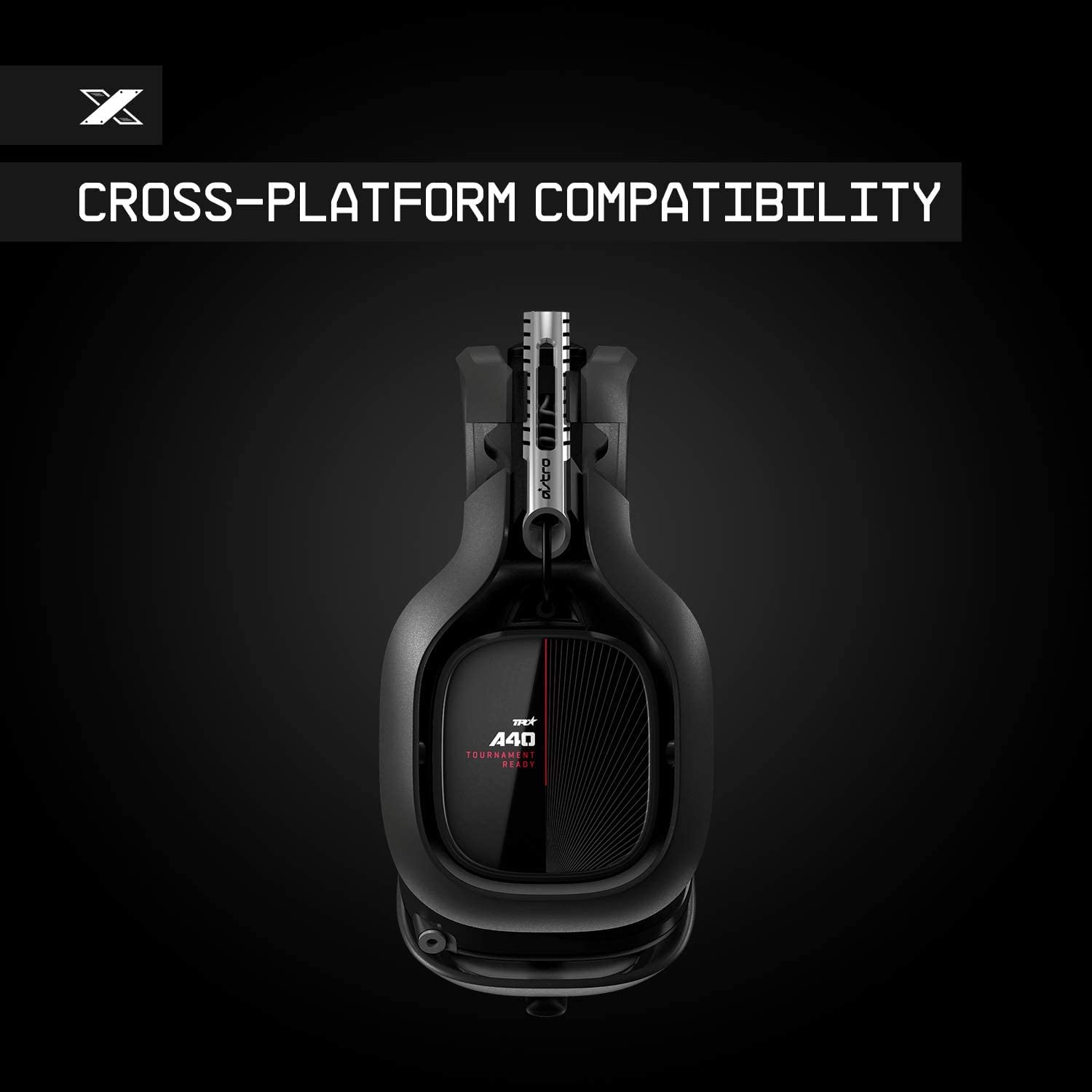 ASTRO Gaming A40 TR Cuffie Gaming Cablate, ASTRO Audio V2, Dolby ATMOS, Jack Audio 3,5 mm, Microfono Intercambiabile, per Xbox Series X|S/Xbox One/PC/Mac/Mobile/Plasystation, Nero/Rosso