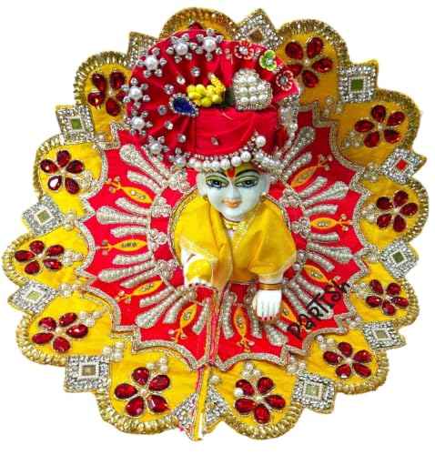 Image of Partish Laddu Gopal Janamashtmi Dress Size 3 l Ladoo Gopal Poshak l Kanha Ji | Thakur Ji (Red+Yellow)