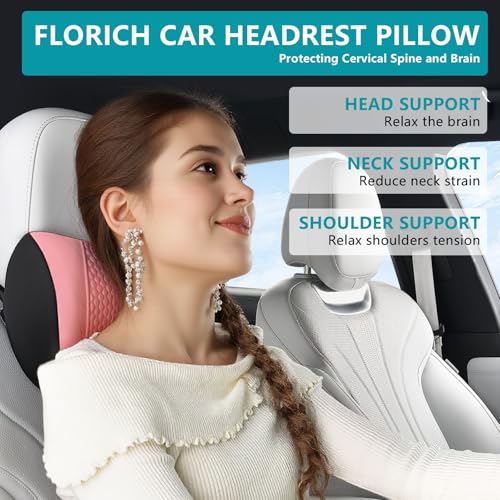 Image of FLORICH Lumbar Support with Car headrest Back Pillow for Chair Headrest Pillow with Gel Memory Foam Massage Point Memory Foam Back Pillow for Office Chair(Pink)