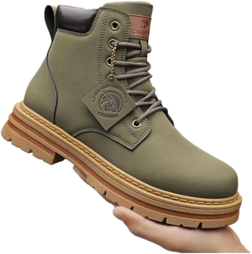 Casual Shoes Work Boots Mens Mid-Cut High-Cut Boots Waterproof Anti-Slip Boots Vintage British Style High-Cut Work Boots Genuine Leather Boots for Motorcycles, 9.6 inches to 11.4 inches