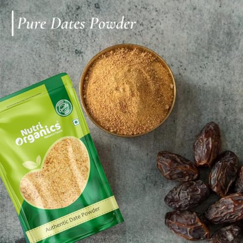 Image of NutriOrganics Dry Dates /Kharik Powder Natural Sweetener,200G(Coarse Kharek Powder /Date Sugar) (Pack of 3)