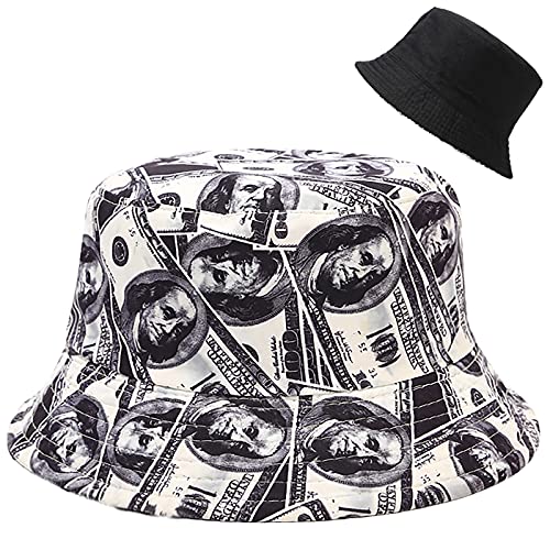 Taidor Bobs Chapeau de Soleil Usure Double Face Réversible pour Femme Dollar Full Print Cover