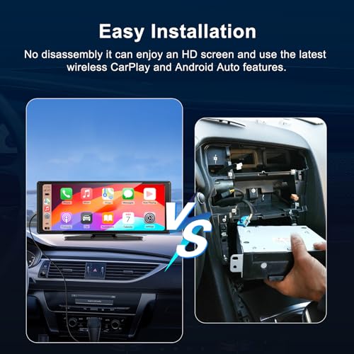EZoneTronics Wyświetlacz Carplay 10,26" i wyświetlacz samochodowy z systemem Android, bezprzewodowe radio samochodowe Carplay z nawigacją GPS, kamera cofania 4K, Bluetooth, sterowanie głosem, IPS