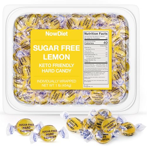 Sugar Free Lemon Drops Hard Candy, Individually Wrapped, Resealable Container,