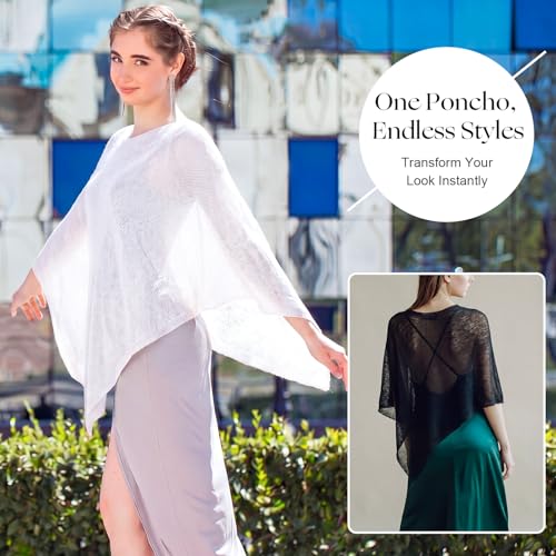 Image of Women Sheer Poncho Shrug Summer Sheer Blouse Top Lightweight Poncho Bolero for Evening Dress