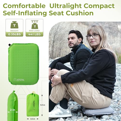 image for ATEPA Inflatable Stadium Seat Cushion, Self-Inflating Memory Foam Stad