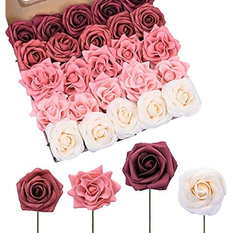 25Pcs Faux Roses for Weddings and Decor Cover
