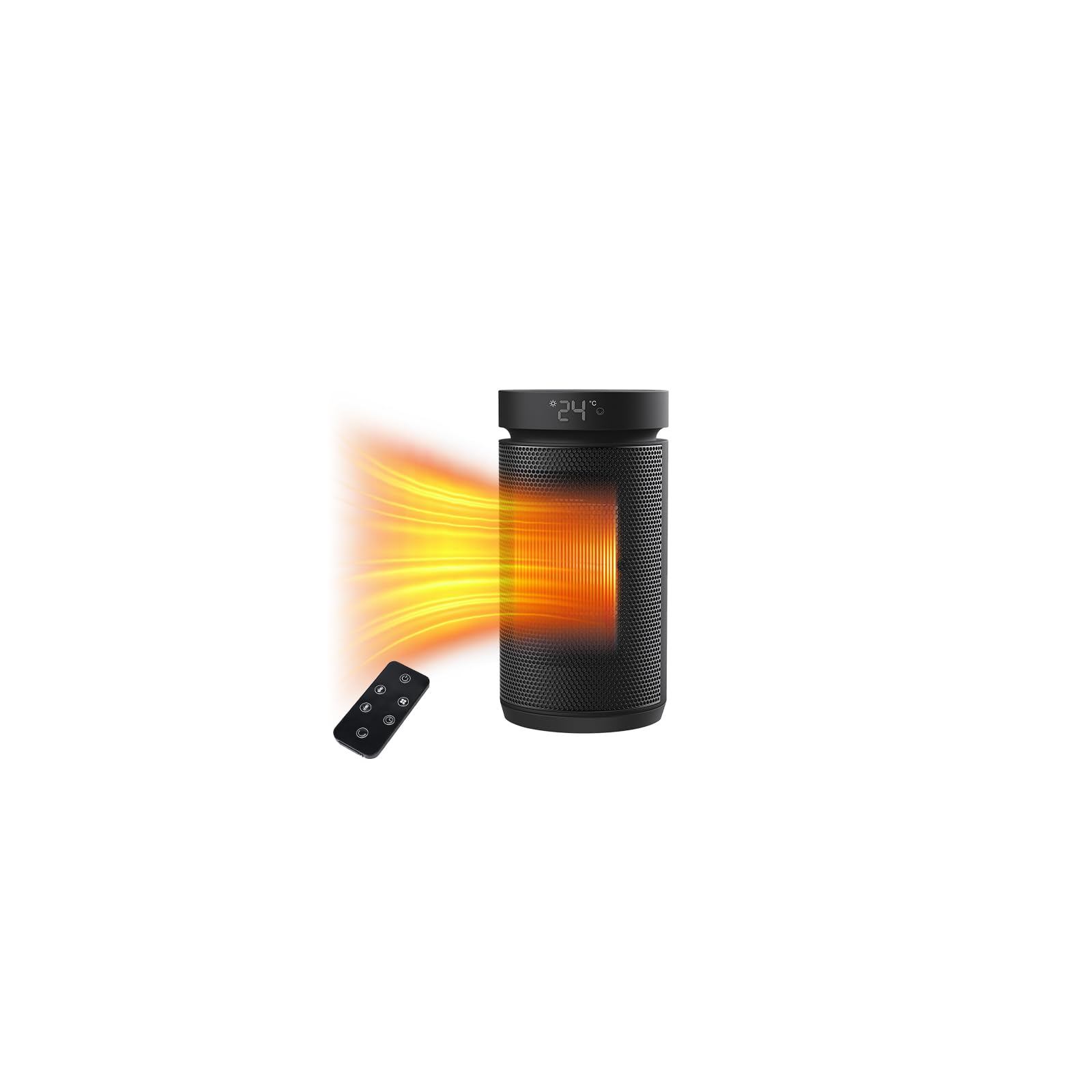 Heizlüfter 2000W，PTC Keramik Heizlüfter Energiesparend Leise mit ECO Modus,4 Heizmodi mit 70 ° Oszillation,12 Stunden-Timer, Fernbedienung, Überhitzungs und Kippschutz