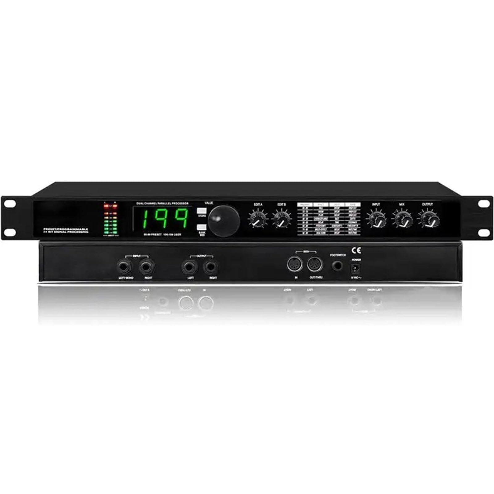 JOSBY Procesador De Audio Digital, Conmutación Libre De 199 Memorias De Efectos De Sonido, Retardos Y Múltiples Efectos, con Carcasa Metálica Y 99 Programas Preestablecidos