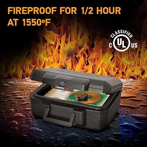 SentrySafe 1200 Fireproof Box with Key Lock, 0.18 Cubic Feet , Black