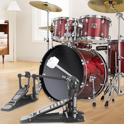 Seteol Double Kick Bass Drum Pedal, Heavy-Duty Double Kick Pedal with Twin Chain Drive Percussion Hardware & 4-Sided Beater Heads | Electric Drum Set Double Bass Pedal for Pro Drummers (Double Pedal)