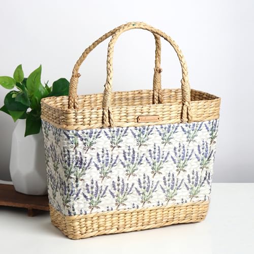 Habere India-All the Cultures Fabricating India Picnic Baskets | Lunch Basket | Cane or Jute Basket | Seagrass Gifting baskets | Wicker Handbag | Shopping Tote Bag (Design 05: L39 x W18 x H29 cm)