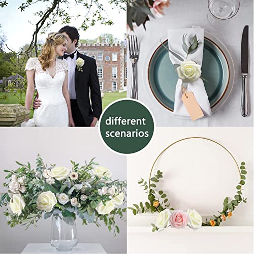 Image of Cotton Artificial Real Touch Faux Flower For Vases, Height 9 Inch Length 4 Inch, White Color, 25 Pcs, Home Decorations (White)
