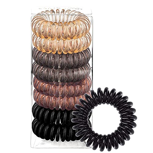 Beauty On-Line 8 Pack Spiral Hair Ties, Traceless Hair Rings for Thick Hair, Multicolor Hair Coils, Women Ponytail Holder Elastics, Ponytail Holder Hair Elastics for Girls (Multi-Color)