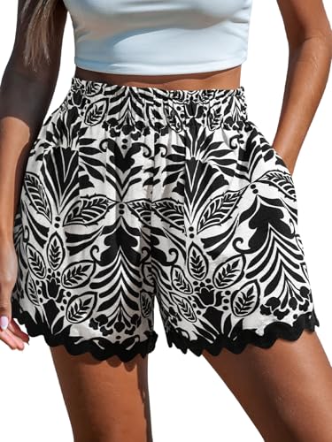 CUPSHE Women's Swim Cover Up Shorts Wide Leg Casual Swimsuit Coverup Beach Shorts with Side Pockets