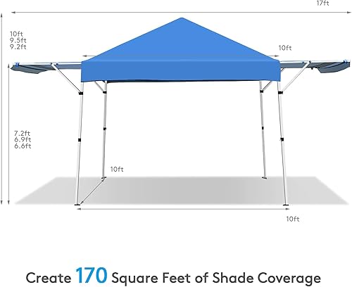 Miniatura 4 de Tangkula Tienda de campaña desplegable de 10 x 17 pies, tienda portátil para exteriores con toldos dobles ajustables, tienda de campaña instantánea