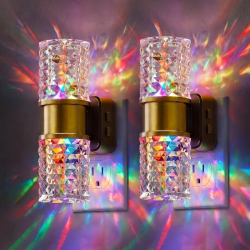 Image of L LOHAS LED Night Light, Night Lights Plug into Wall, 2 Pack 10-Color RGB Change Nightlights,10 /50 /100LM Adjustable Automatic Nightlights Plug in with Dusk to Dawn Sensor for Room Bathroom Hallway