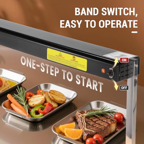 36-Inch Food Heat Lamp, 1000W Commercial Food Warmer Lamp Electric Strip Heater Overhead Stainless Steel Heat Lamps for Buffet Restaurant Parties Catering, Black 115V