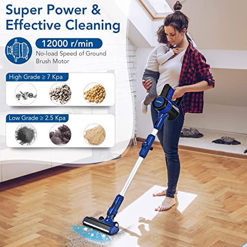 Costway Cordless Vacuum Cleaner, 3-In-1 Handheld Stick Vacuum With 45-Minute Runtime & 2000Mah Rechargeable Battery, Wall-Mounted Lightweight Vacuum For Car, Pet Hair, Hard Floor & Carpet (Blue) #TOP1
