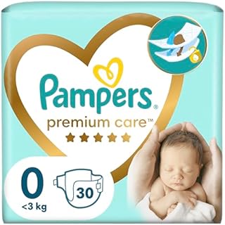 Pampers Pieluchy Rozmiar 0 (<3 kg), Premium Care Pieluszki, 30 Sztuk, Najdelikatniejszy Komfort i Najlepsza Ochrona Skóry od Pampers