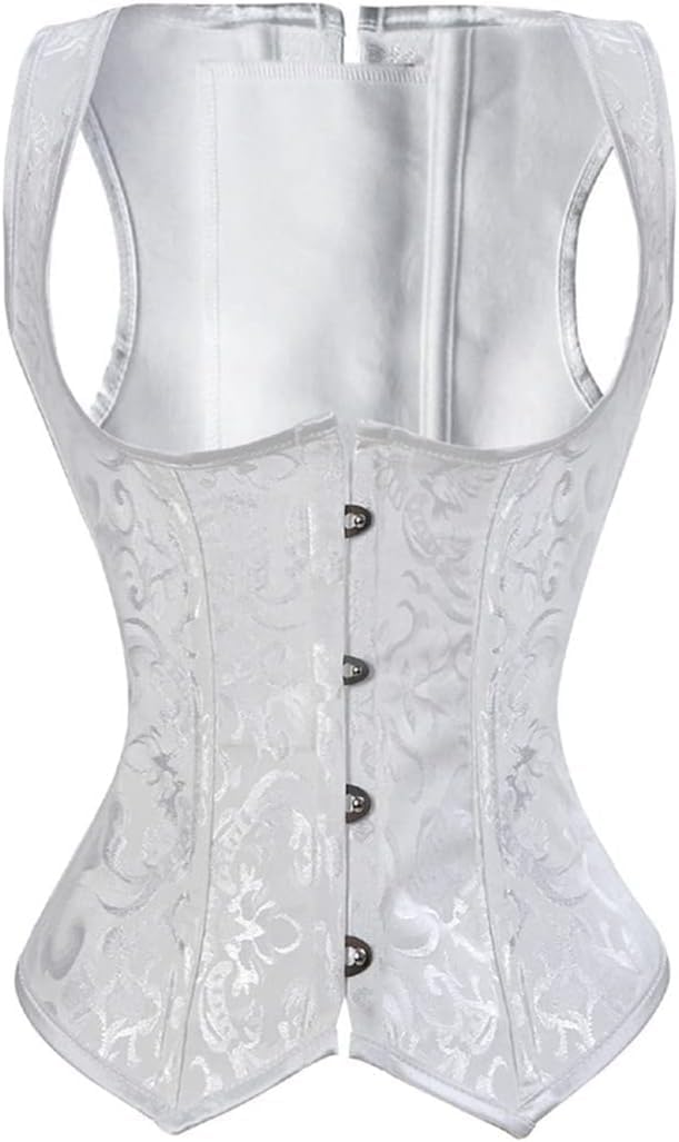 Women's Gothic Steampunk Corset Bustier Steel Boned Overbust Long Torso Waist Training Corsets