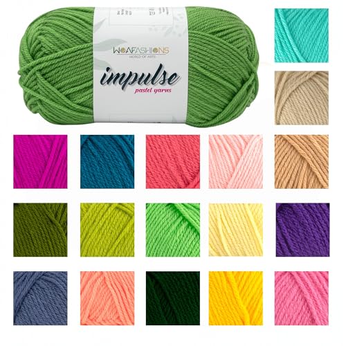 Image of WOAFashions Impulse Hand Knitting & Crochet Yarn, Premium Acrylic, 4 : Medium (Pear Green) (4x100gms / 14.1oz)