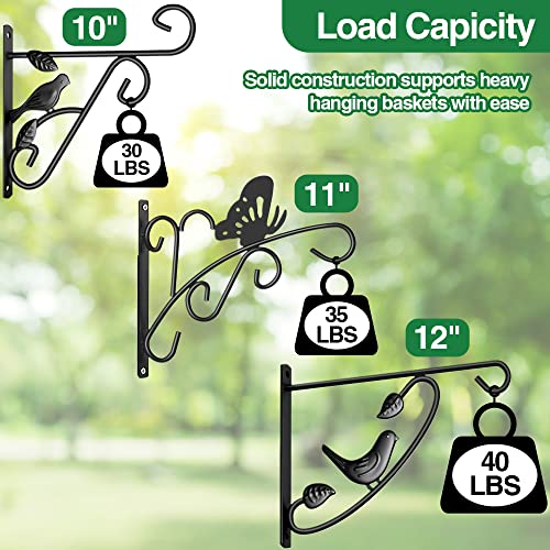 Amagabeli Hanging Plants Bracket 12In Wall Planter Hooks Hangers Flower Pot Bird Feeder Hanger For Fence Trees Wind Chimes Lantern Outdoor Indoor Patio Lawn Garden Shelf Fence Screw Mount Arm Black #TOP2