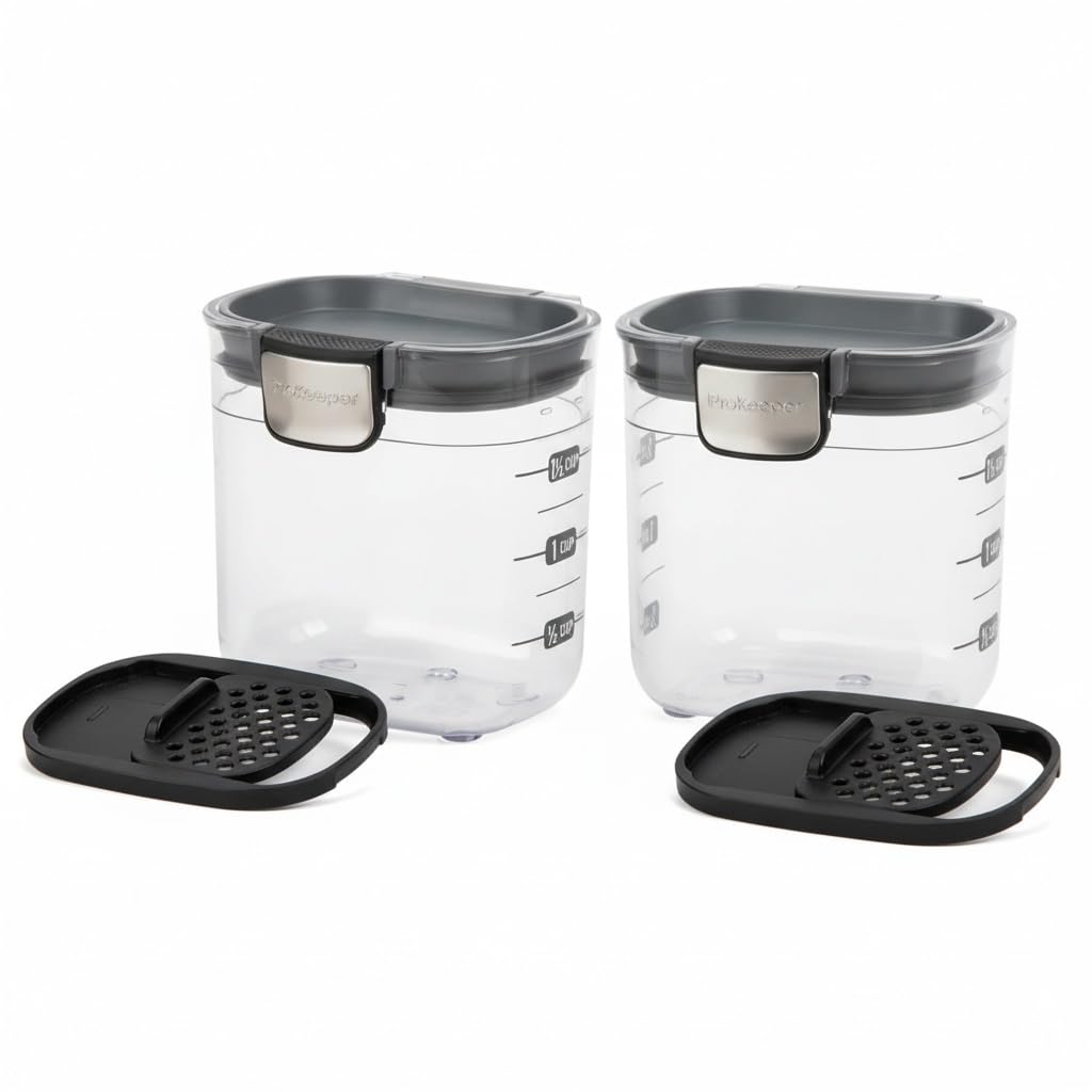 Progressive PKS-401 1.5 Cup Mini Prokeeper+ Airtight Silicone Seal Storage Container Great For Spices & Baking Acessories (2- Piece)
