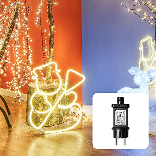 hellum LED Leuchtfigur Schneemann Stripe Lichtschlauch warmweiß,...