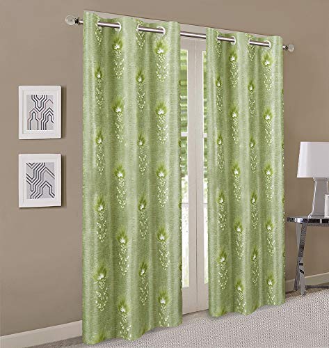 Image of Queenzliving Secret Linen Curtain, Door 7 feet- Pack of 2, Green