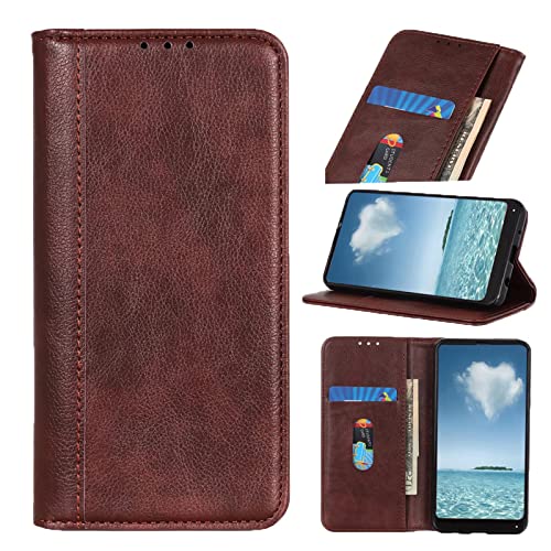 Étui Samsung M35 5G en cuir marron au motif litchi raffiné et élégant