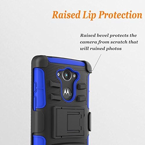 Droid Turbo Case, Circlemalls Dual Layers [Combo Holster] and Built-in Kickstand Bundled with Dual Layers Protection Hybrid Shockproof Phone Case and Stylus Pen for Motorola Droid Turbo XT1254-Blue