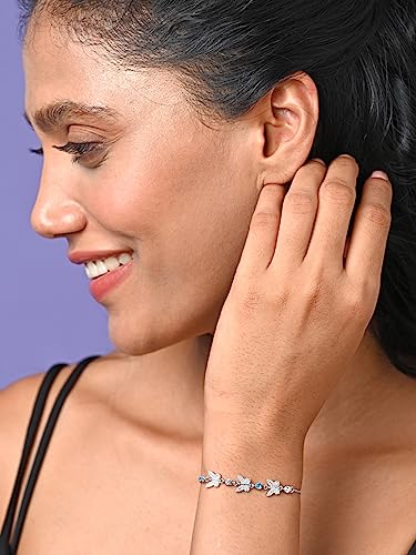 Clara 925 Pure Silver Blue Butterfly Hand Bracelet, Adjustable, Anti Tarnish, Swiss Zirconia Gift for Women and Girls - Image 4
