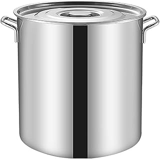 Heavy Vaso di Acciaio Inox in Acciaio Inox, Acciaio Inox Sicuro Stock pentola con Coperchio, Specchio Finitura in Acciaio Inox (Size : 41 * 41cm(50L))