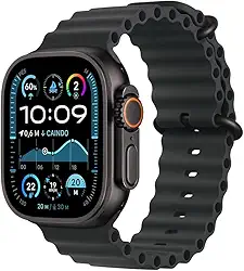 Apple Watch Ultra 2 GPS + Cellular • Caixa preta de titânio – 49 mm • Pulseira Oceano preta