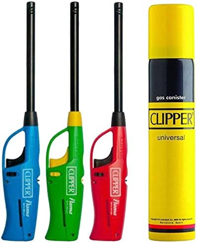 Clipper Flama Gas Lighter (3Pc Set) and Clipper Gas Refill Can 550 ML Combo- with Complementary Diamond Sputtered Kitchen Knife(Limited Time Offer)