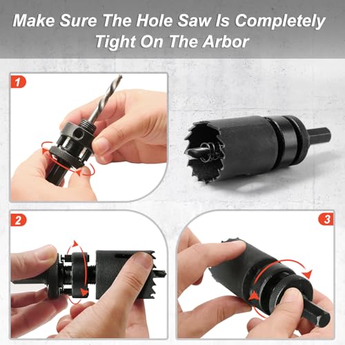 Image of 1-3 /8 Inch Hole Saw with 1 /2 inch Triangle Shank Quick Change Arbor, JTemgle Bi-Metal Hole Saw Heavy Duty Hole Cutting Tool for Cornhole Boards, Recessed Lights, Wood, Plastic, Drywall & Soft Metal