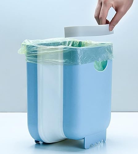 Miniatura 7 de Papelera colgante para puerta de armario de cocina, papelera plegable para cocina, dormitorio, baño y automóvil (2.4 galones, gris)