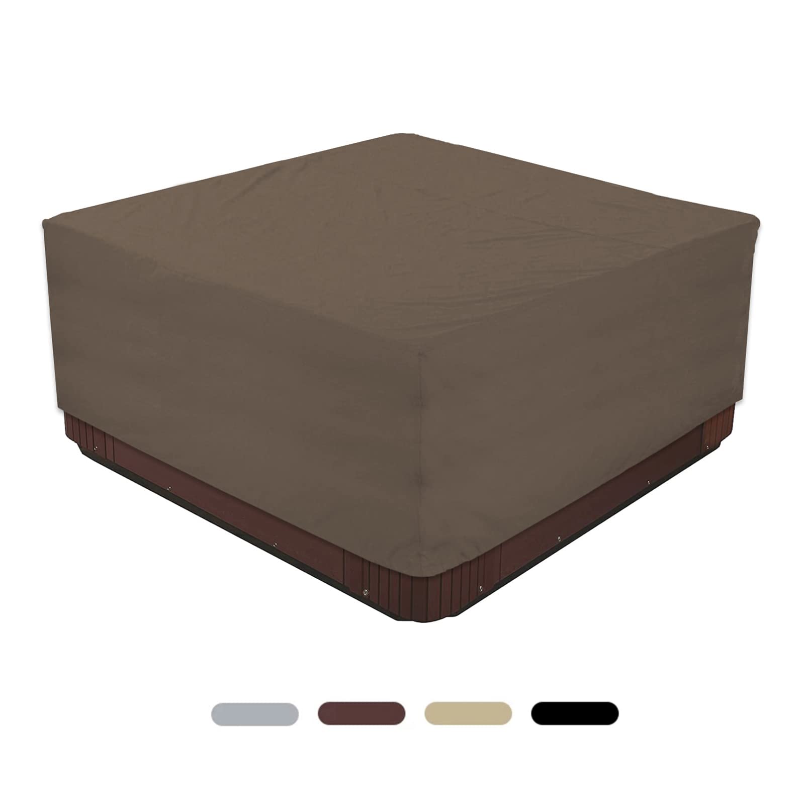 Ldiw Brown Heavy Duty 210D Square Hot Tub Cover Waterproof Uv Resistant Outdoor Furniture Spa Cover Garden Bathtub Cover For Winter Pool Cover,,218 * 218 * 50Cm