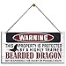 Funny Warning Signs, The Property is Protected By Highly Trained Bearded Dragon Sign, Decorative Wood Hanging Wood Plaque, Warning Wood Sign for Indoor Outdoor Use, Door Gate Hanger, House Decor