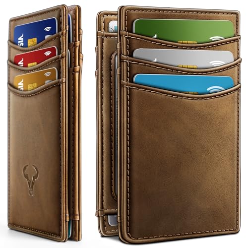 Image of BULLIANT Slim Wallet For Men 12Cards,Magnetic Flip Build-in Money Clip Airtag Compatible-RFID Blocking