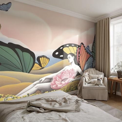 Papier peint lavable prairie aux papillons haute qualité 208x146 cm - 3