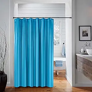 Deco Window Water Repellant Bathroom Shower Curtains with Hooks 7 Feet (Solid Stripe) - 72