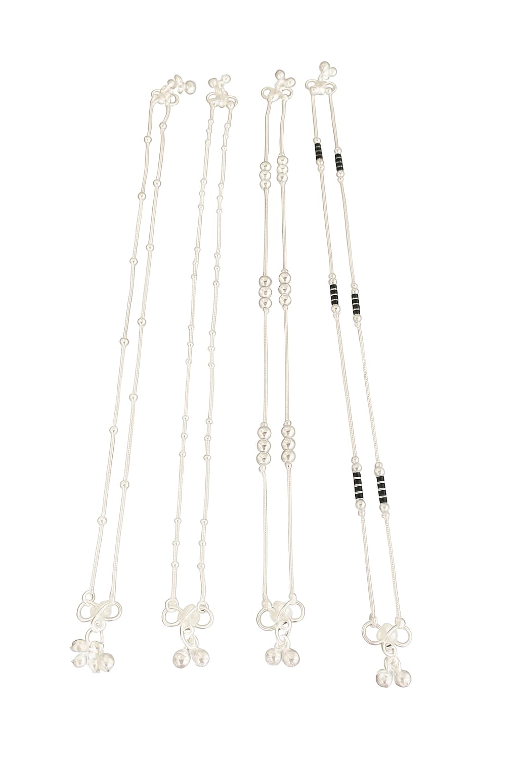 4-Pair Anklet Combo for Women – Trendy Silver & Black Payal Set | Stylish Dailywear & Ethnic Anklets | Traditional Foot Jewelry for Girls & Ladies-image-8