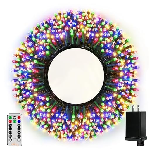 Ollny Christmas Lights Outdoor - 500LED 164FT Long Christmas String Lights with 8 Modes Remote Timer IP44 Waterproof, Fairy Lights for Tree House Yard Outside Indoor Xmas Decorations Multicolor