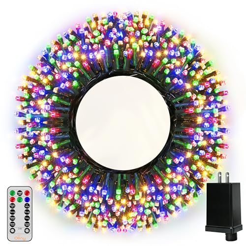 Ollny Christmas Lights, 500LED 164FT Long Christmas Tree Lights with 8 Modes Remote Timer IP44 Waterproof, Outdoor Christmas Lights for Tree House Yard Outside Xmas Decorations Multicolor