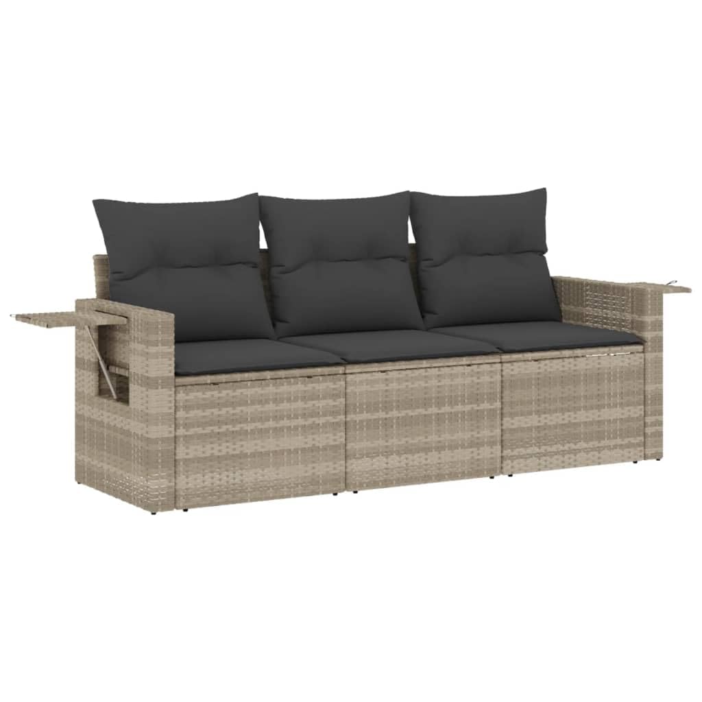 Salon de jardin 3 pièces imperméable gris clair avec table pliante pour terrasse